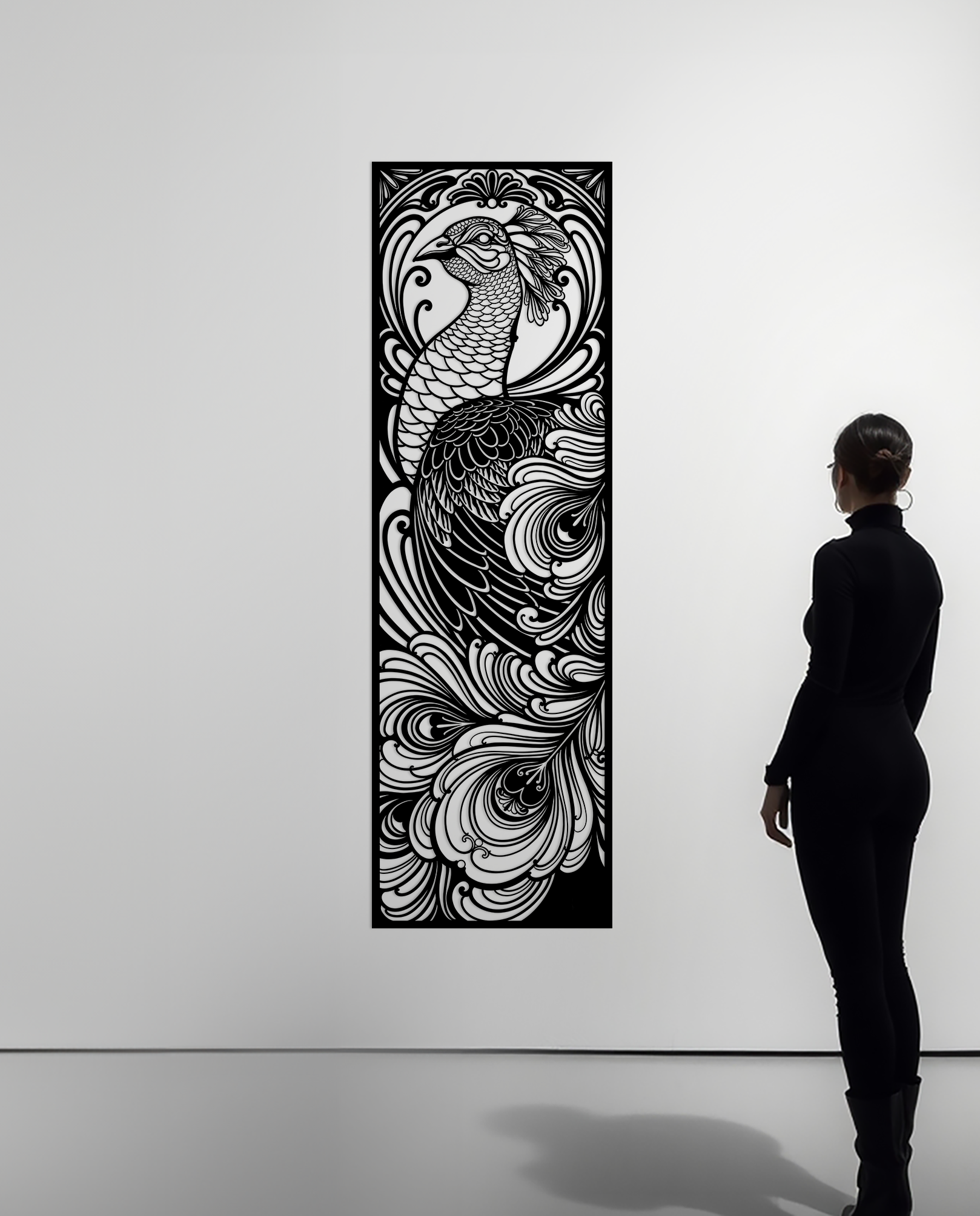 Nouveau Peacock Metal Panel