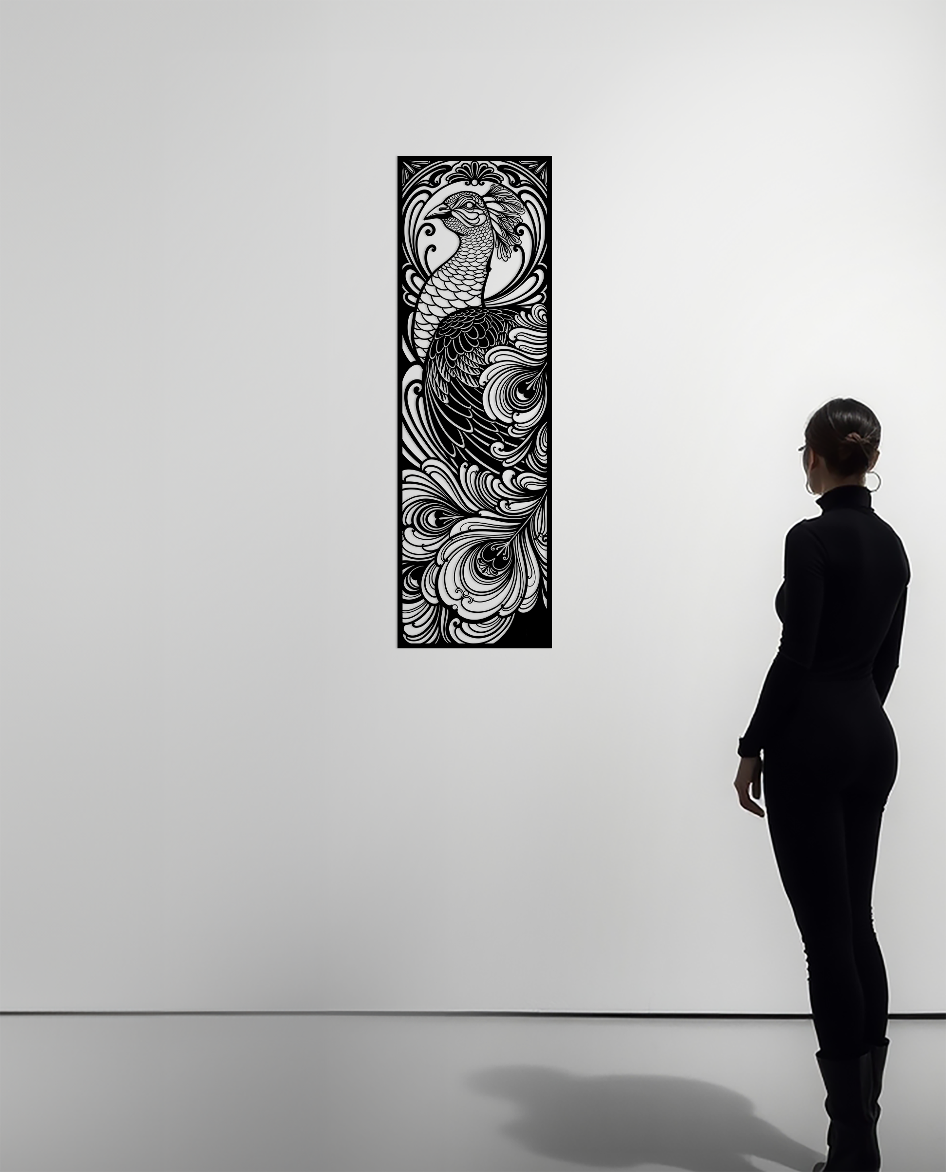 Nouveau Peacock Metal Panel