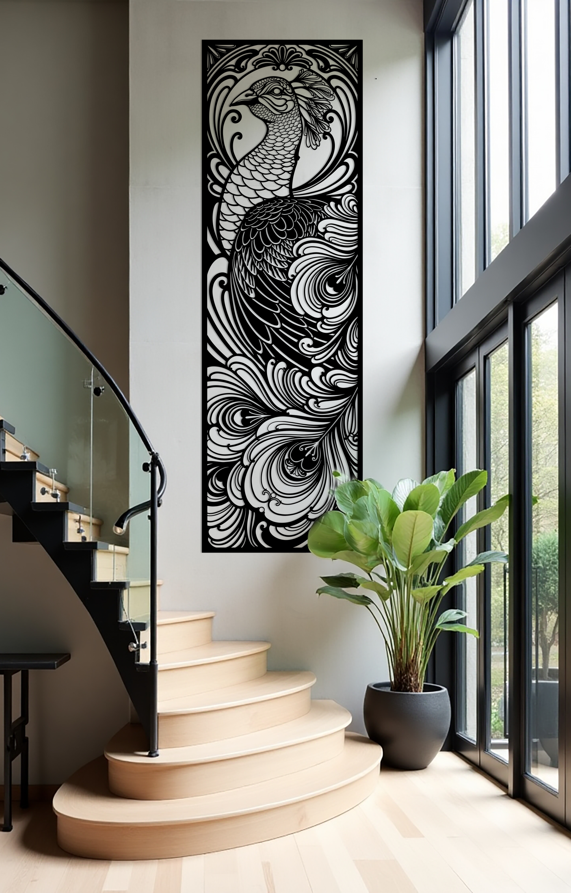 Nouveau Peacock Metal Panel